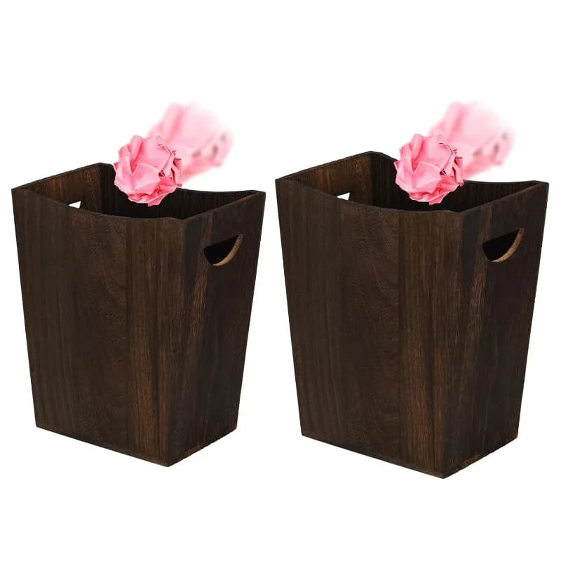Cestino della spazzatura da 2 pezzi cestino per rifiuti in legno cestino per ufficio camera da letto accessori per il bagno in legno decorativo vicino alla camera da letto soggiorno cucina