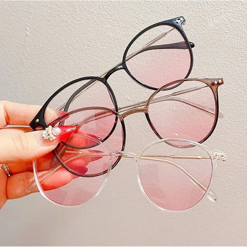 Occhiali da vista anti-radiazioni con fard tenero da 3 pezzi per occhiali da sole con montatura rotonda da donna