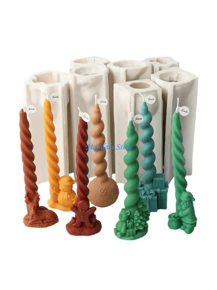 U2JC Stampo in silicone natalizio Stampi in resina epossidica cristallo fai-da-te Spirali Colonna Pupazzo neve Alce