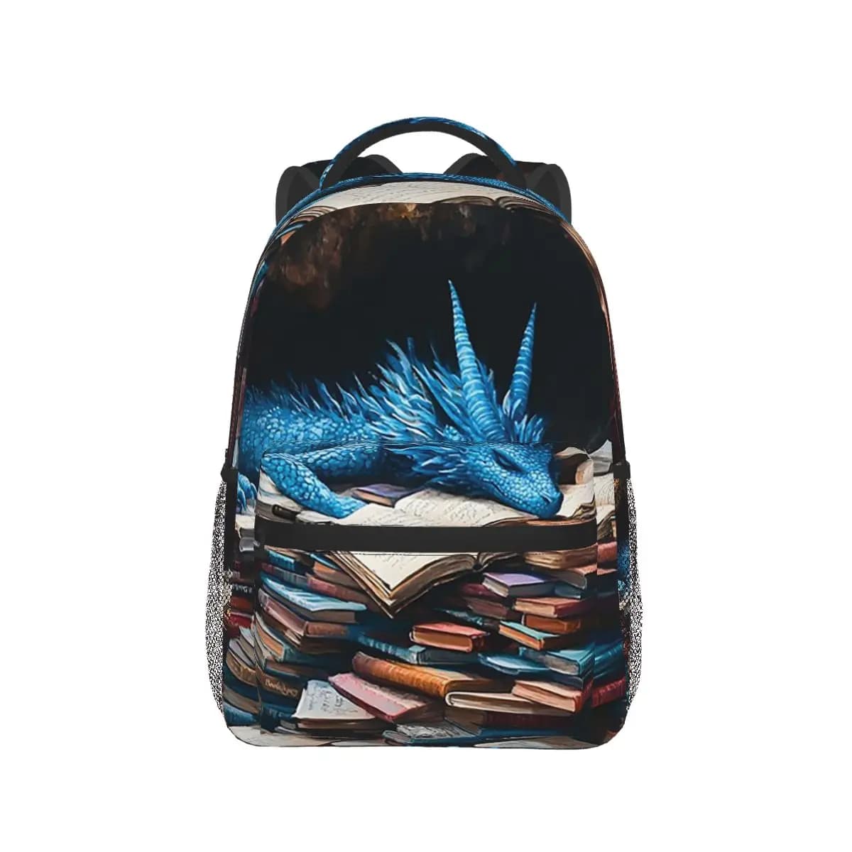 Backpack with cute dragon sleeping on a book, on special offer, large capacity day bag, children's book bag, school bag, shoulder bags for men and women