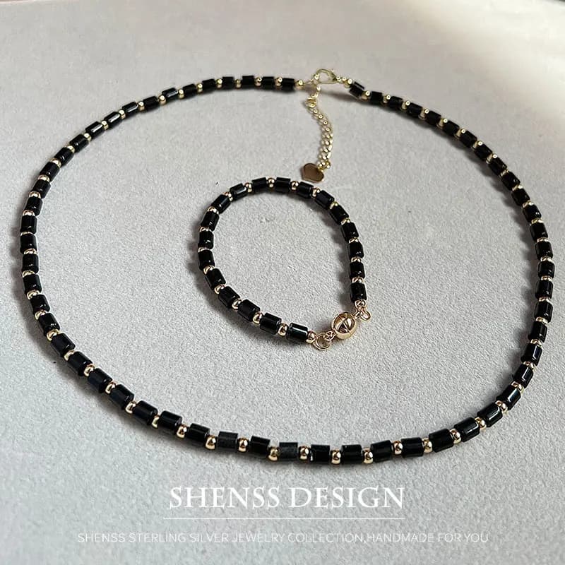 4 mm Natural Oxydiana Necklace Accessories in 14K gold plated copper