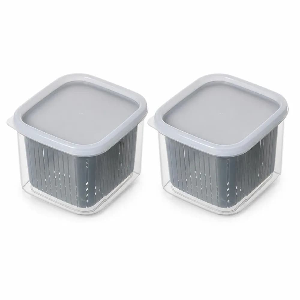 2PCS PP Food Storage Container 2 Compartments 850ml Vegetable Fruit Storage Container Produce Storage Container Home Storage