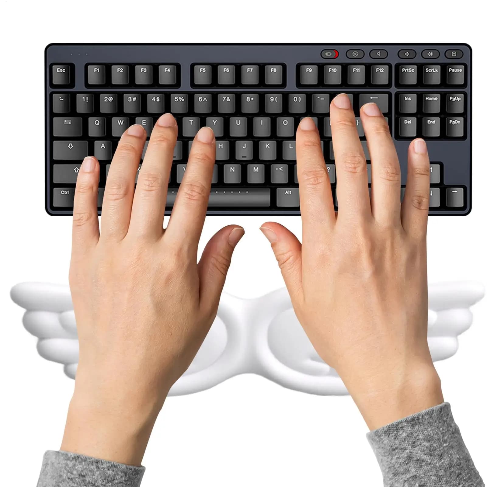 Poggiapolsi per tastiera Set di tappetini per mouse in memory foam con ala d'angelo Cuscino per braccio impermeabile per professionisti di studentesse tipografiche frequenti