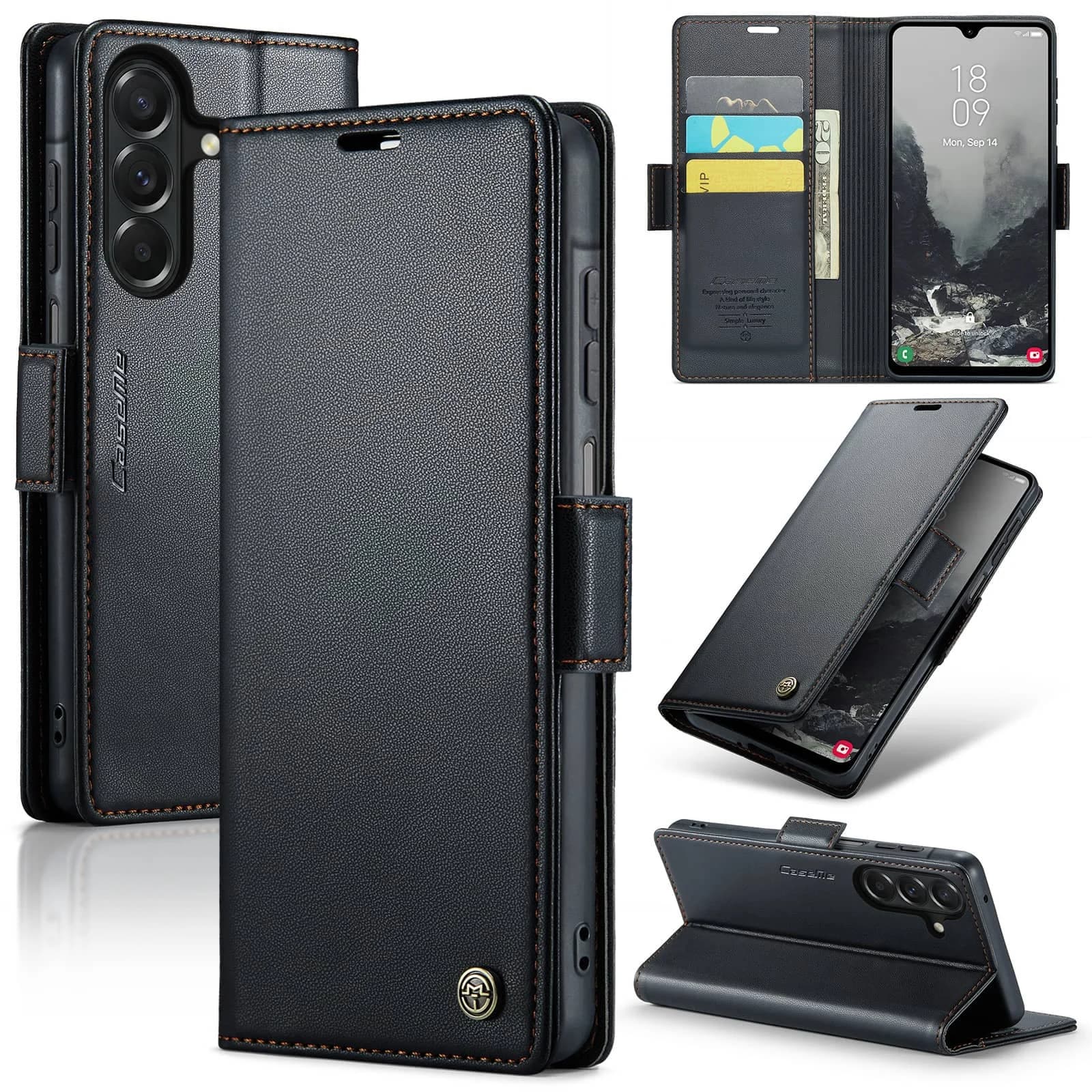 Custodia a Portafoglio per Samsung Galaxy A27, Cover Flip in Pelle PU con Porta Carte RFID, Chiusura Magnetica, Funzione Kickstand, Antiurto