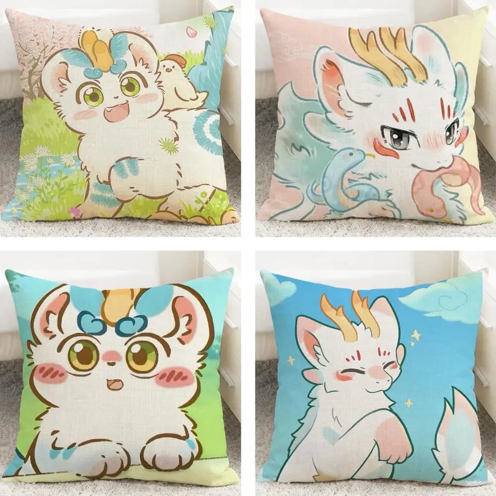 Cartoon Y-You S-Shou Y-Yan Cushion Cover Cushion Covers Natural Linen Breathable Sofa Bedroom Decor Pillowcase