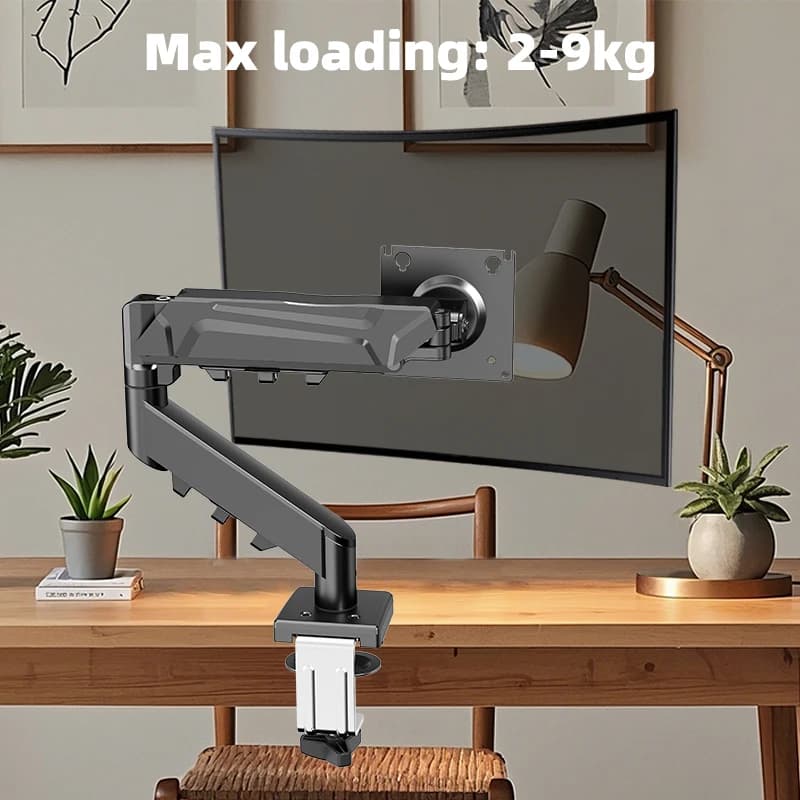 Single Monitor Arm For 13-32" Screen Adjustable Single Monitor Bracket Full Motion Swivel Desktop Monitor Stand for Home Office