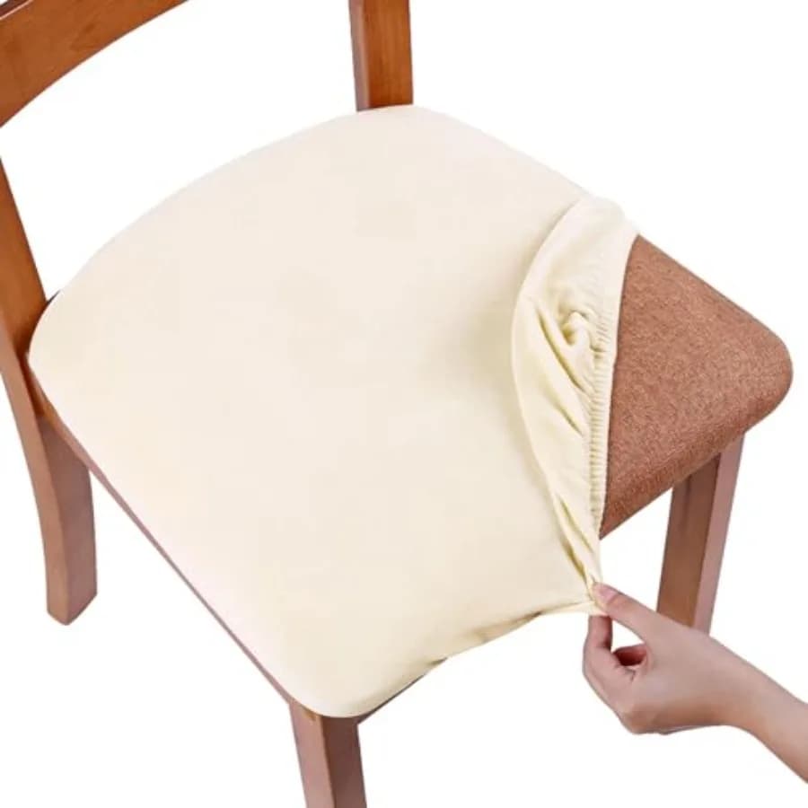Coprisedili Veet per sedie da sala da pranzo, set da 6, coprisedili elasticizzati rimovibili e lavabili con protezione per cuscini, con Ti