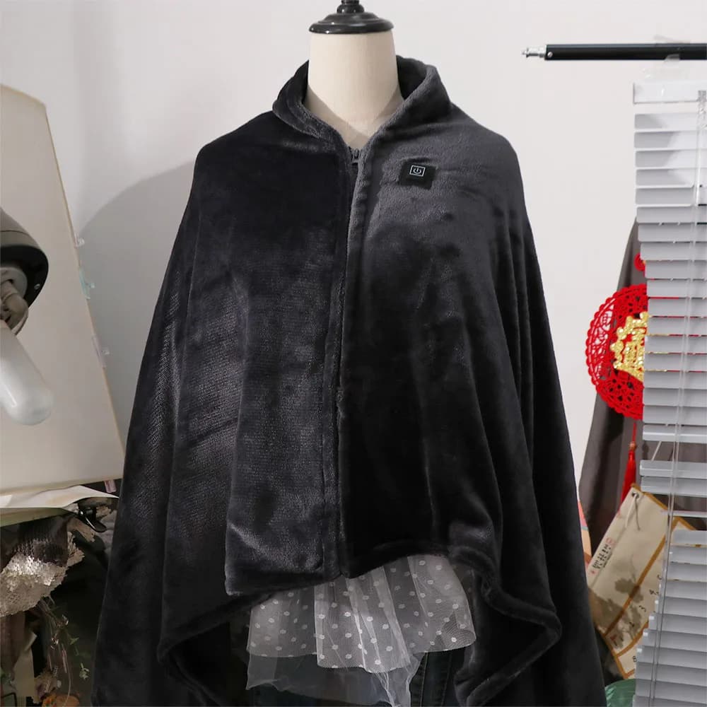 Coperta Riscaldante in Velluto Corallo con 8 Aree Riscaldate e 3 Livelli di Temperatura, Design Indossabile, Riscaldamento Rapido, Tappetino Elettrico per Riscaldare il Letto