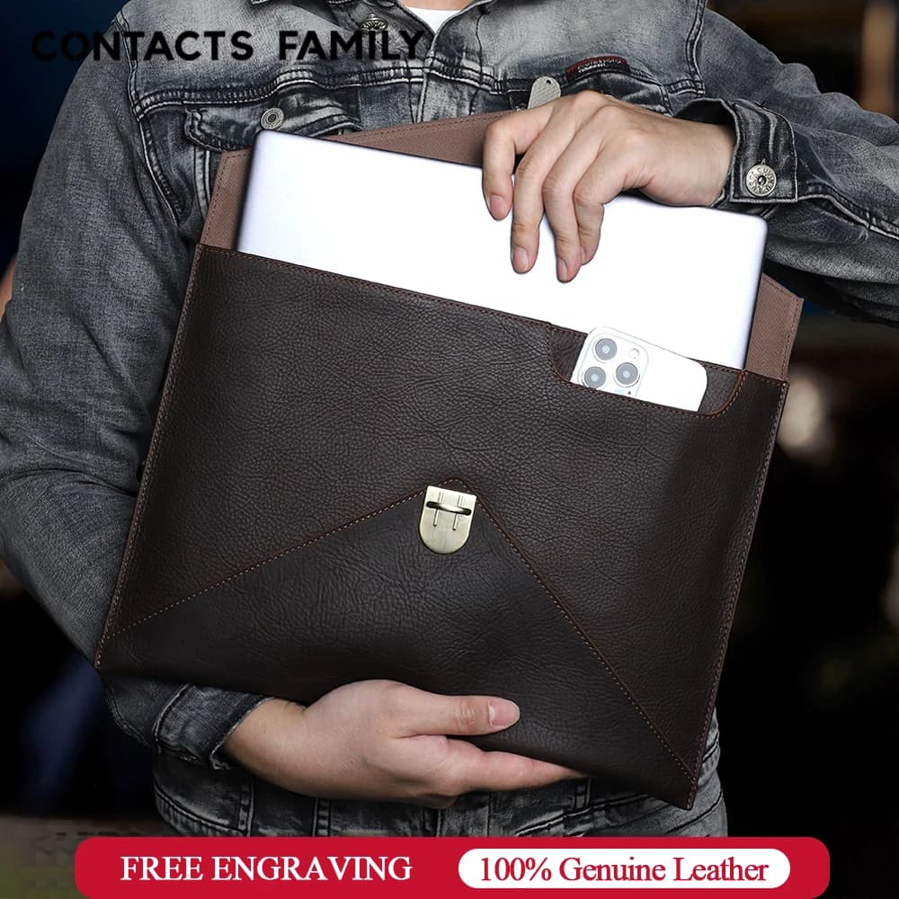Custodia per laptop in vera pelle per MacBook Air M1 M2 M3 M4 Pro 13 13.3 13.6 14 14.2 pollici Mac Book Borsa Busta Cover Bag