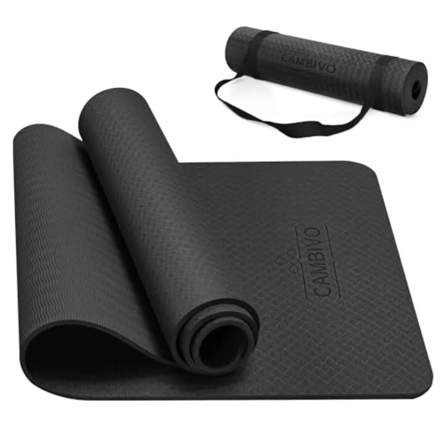 Tappetino da yoga CAMBIVO per donna e uomo, spessore extra 1/3 1/4 2/5 pollici, antiscivolo, 72 x 24, in TPE, tappetino per allenamento con custodia per il trasporto