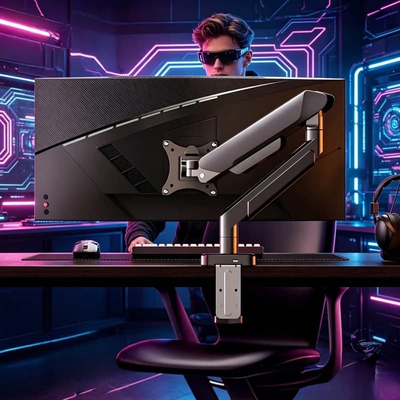 Supporto da scrivania universale per monitor singolo da 32 pollici (19,8 libbre) con braccio orientabile e inclinabile, facile da installare, per computer da casa e ufficio.
