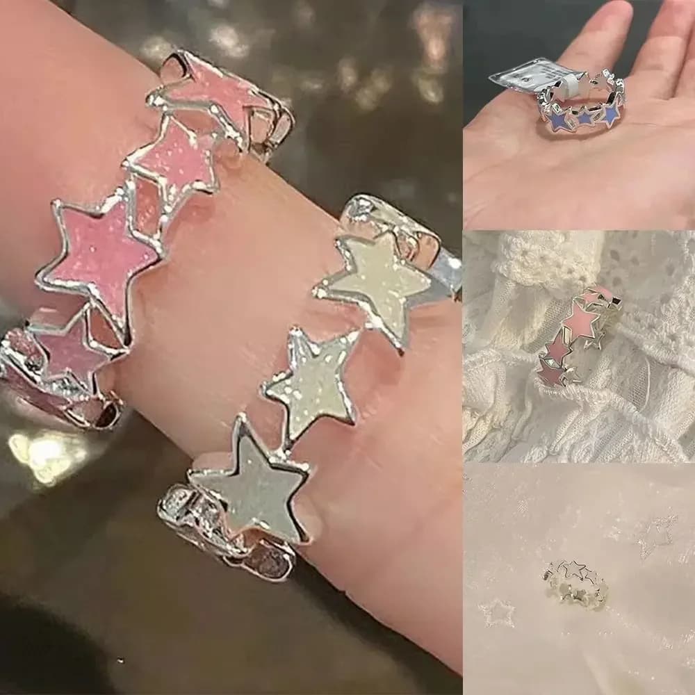 Anelli personalizzati con stella irregolare coreana per le donne Accessori per gioielli con fibbia per dito Kpop geometrica Anello aperto Y2K Regalo di Natale