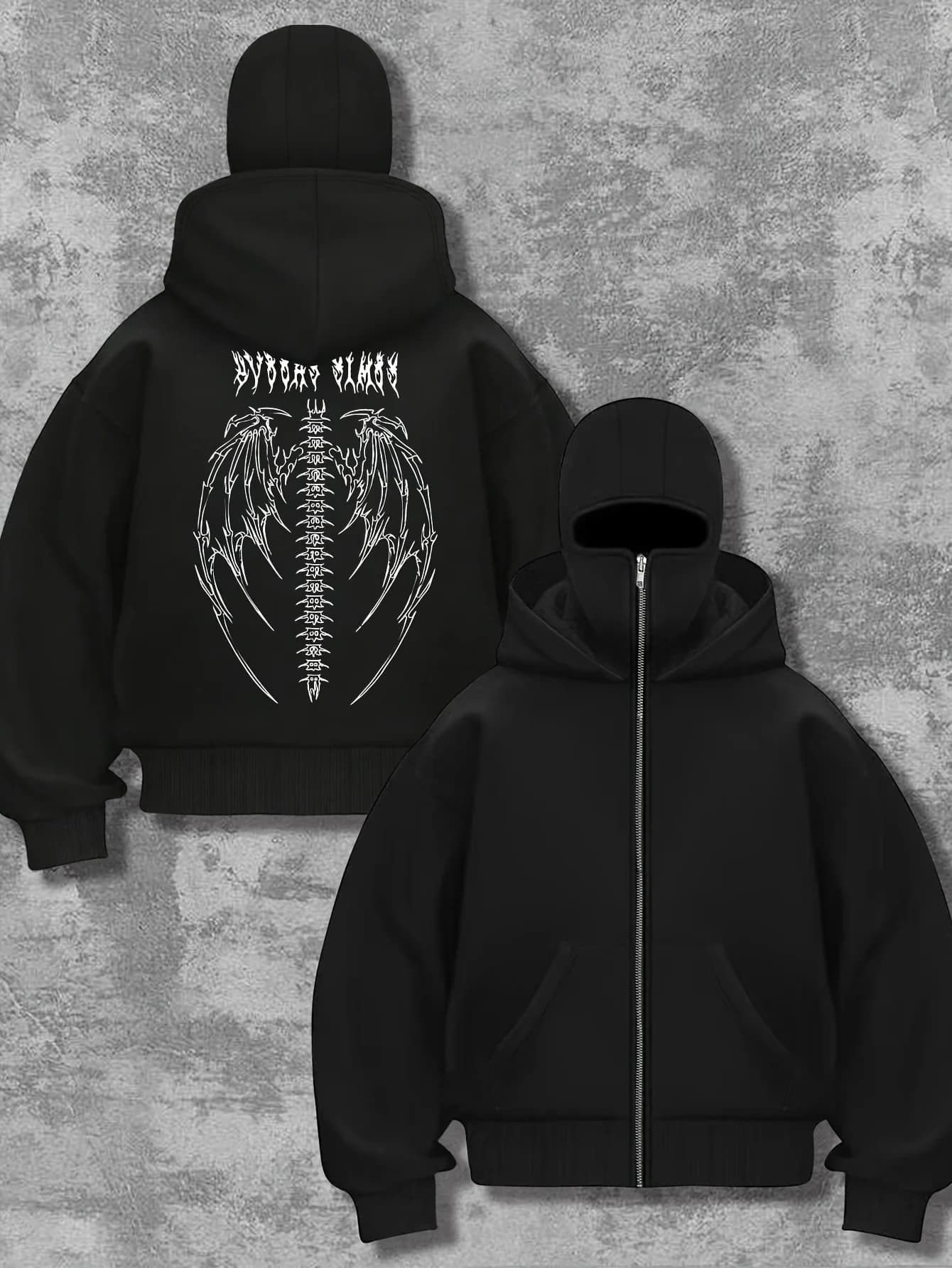Winter and autumn zipper-faced hoodie coat with 3D print warm and comfortable fashionable and retro streetwear clothing
