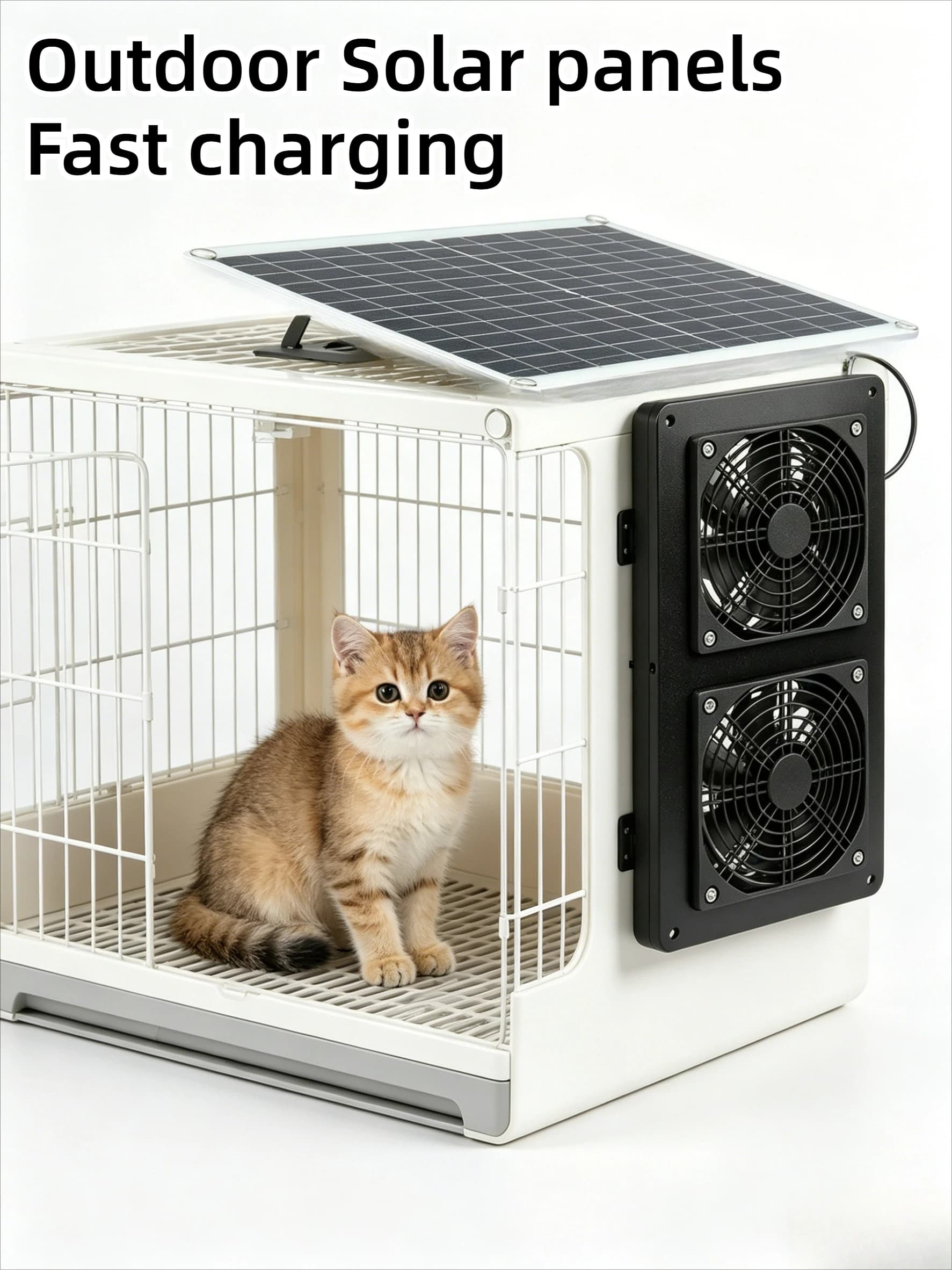 Kit Pannello Solare 30W Impermeabile IP65 con Doppia Ventola per Circolazione Aria Esterna, Camper, Serra, Pollaio, Cuccia Animali Domestici - NUOVO