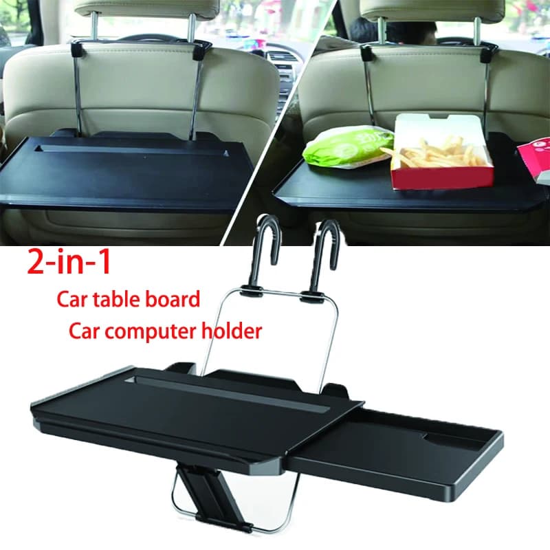 Nuovo rack per computer per auto pieghevole 2 in 1 con ripiano per cassetti, volante per auto, sedile posteriore, vassoio per laptop, supporto da tavolo per bevande alimentari