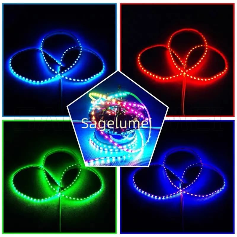 Striscia LED COB WS2812B Ultra Sottile 2.7/5mm, Indirizzabile Individualmente, Flessibile RGBIC, Luce Pixel Colorata, 160 LED/M, PCB Bianco, DC5V
