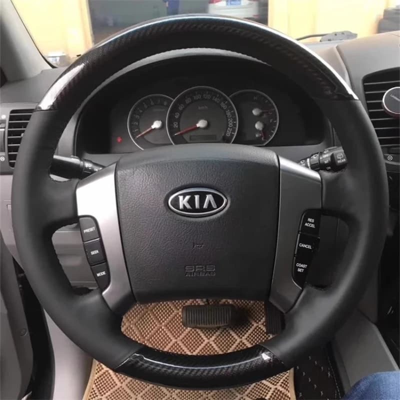 For Kia Sorento 2003-2009 car cover in real black leather non-slip hand sewn