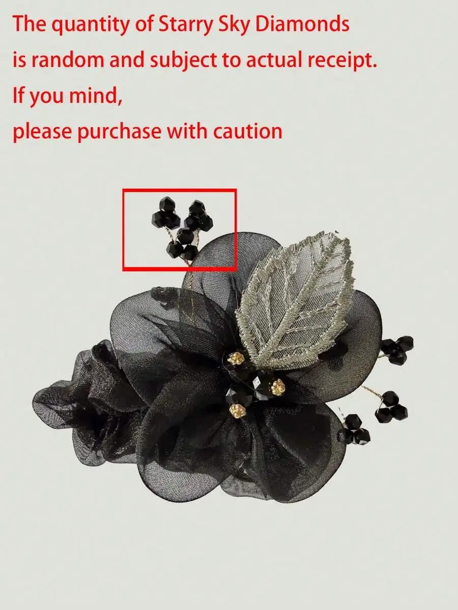 2pcs Elegant Organza Flower Hair Accessories Set: Large Mesh Scrunchie & Floral Hair Clip With Faux Pearl Beads, Sweet Ponytail