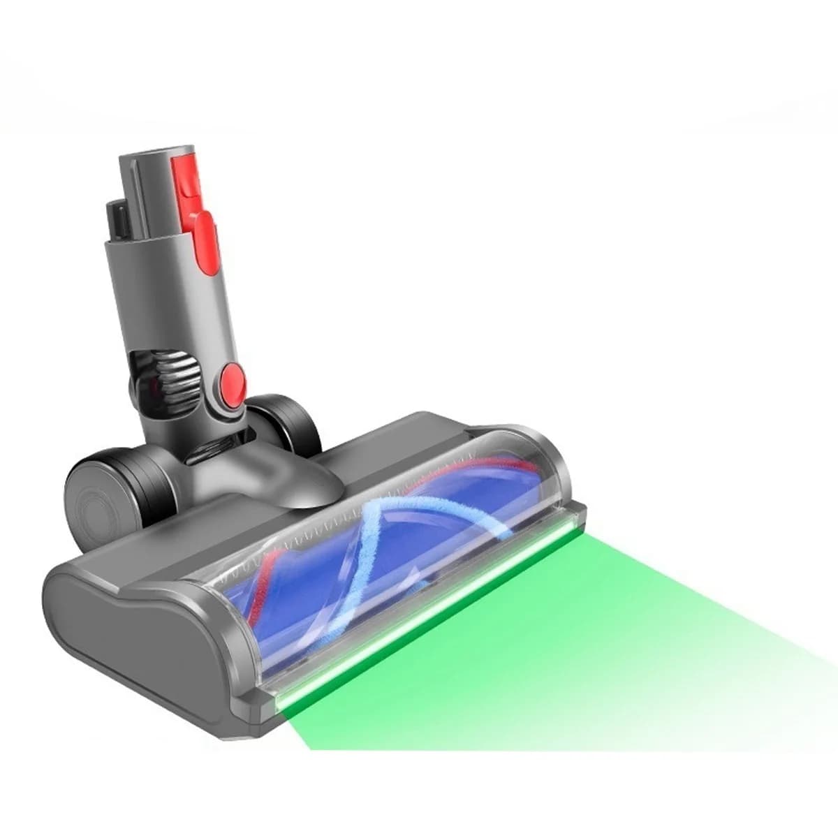 Vacuum Brush Head For Dyson V7 V8 V10 V11 V15 Vacuum Cleaner with Green LED light strip and pulley