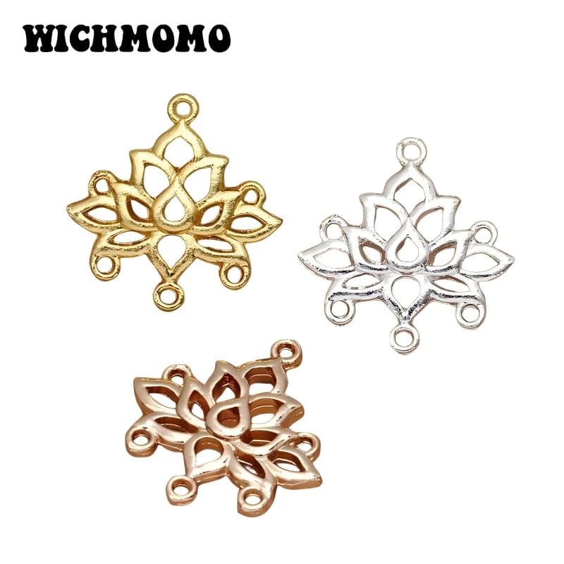 Nuovo 32mm 15 pezzi/borsa in lega di zinco scava fuori loto charms connettori pendenti per orecchini accessori gioielli
