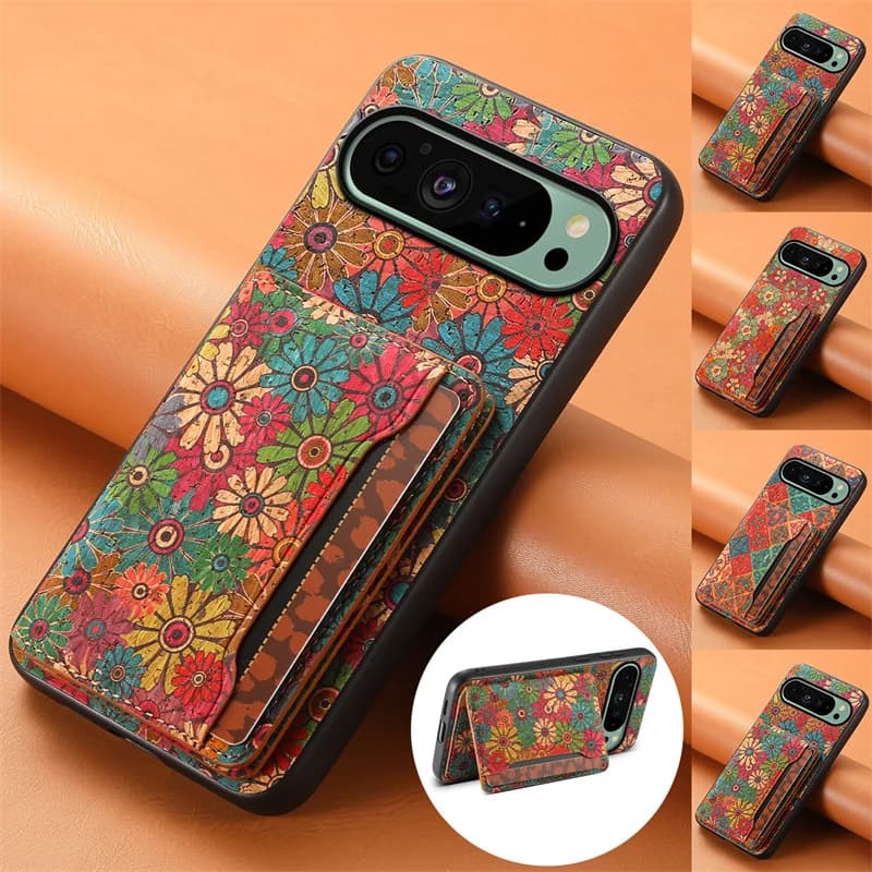 Custodia per telefono a portafoglio magnetica in pelle con figura floreale per Google Pixel 10 9A 9Pro 8 8A 8Pro 7 7A 7Pro 6A 6Pro Porta carte Cover posteriore