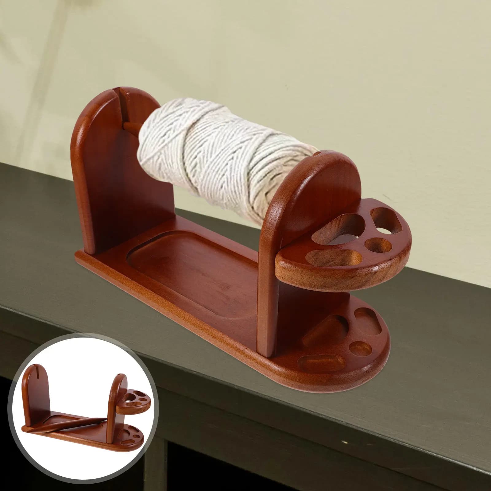 Sturdy Wooden Yarn Holder for Crocheting Knitting Sewing Embroidery Spool Rack Natural Wood Thread Storage Stand DIY Gift