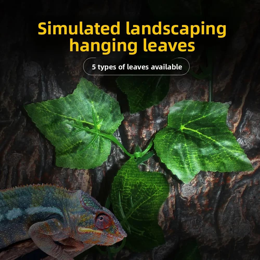 NOMOY Artificial suspended vine with maple leaves and suction cups, removable terrarium plant for vertical decoration in tanks for reptiles