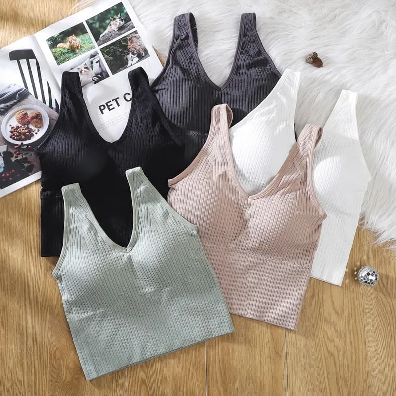 Reggiseno sportivo sexy senza schienale da donna, con spalline larghe, top a tubo, intimo sportivo