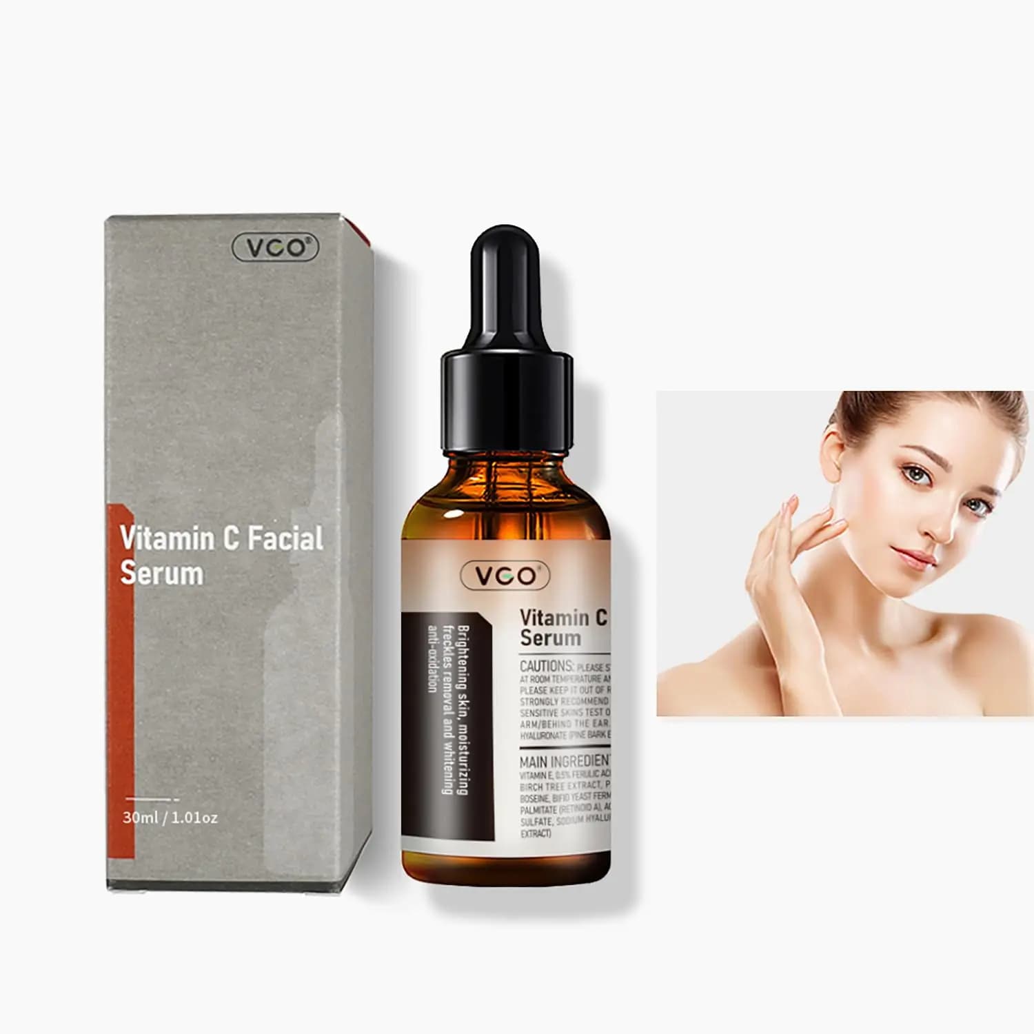 VGO Siero face to vitamin C E with hyaluronic acid: reduces dark spots Illumina nourish skin care Siero face for all skin types