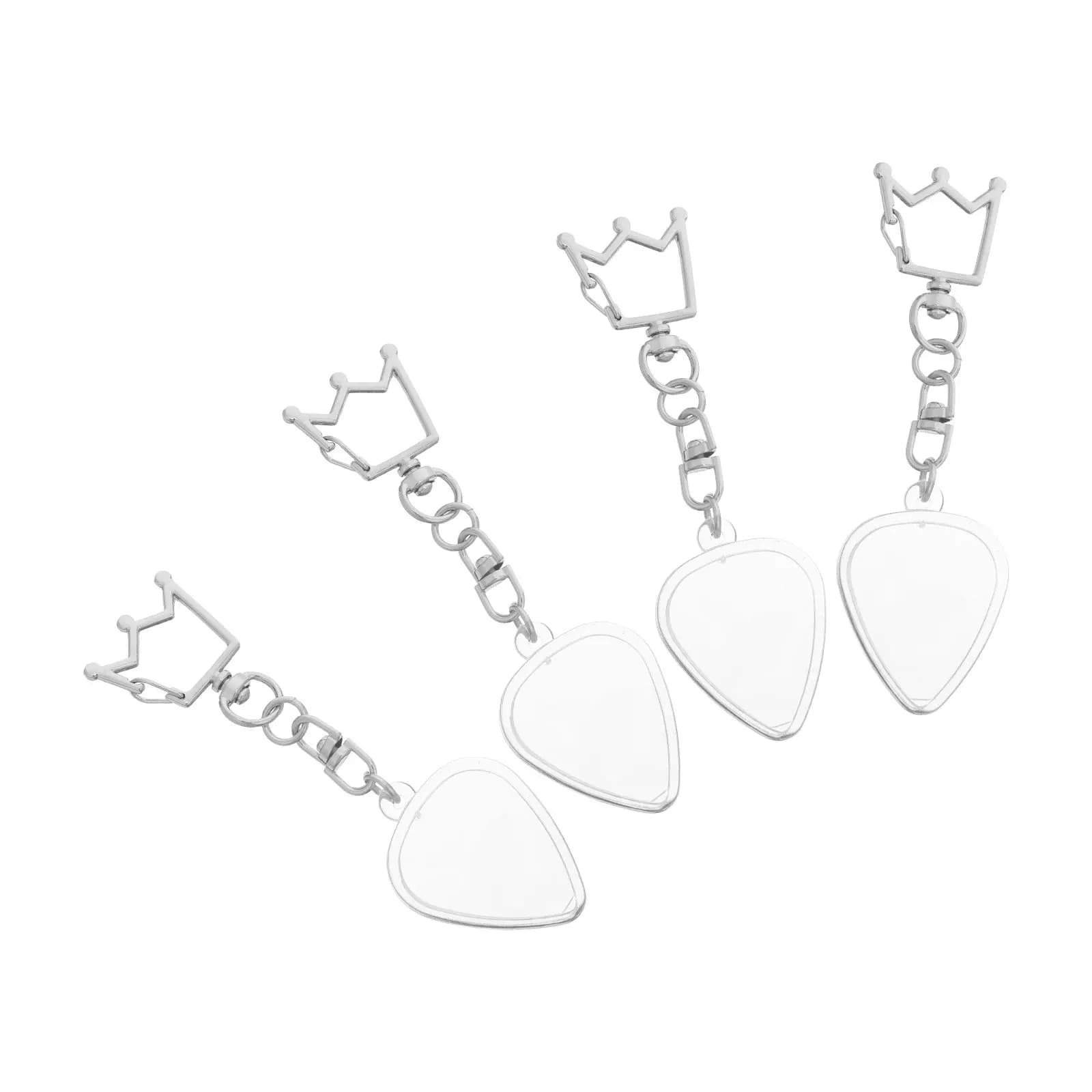 4Pcs Transparent Guitar Pick Holder Heart Shaped Acrylic Case Mini Display Boxes Keychain for Guitar Players Pick Holder