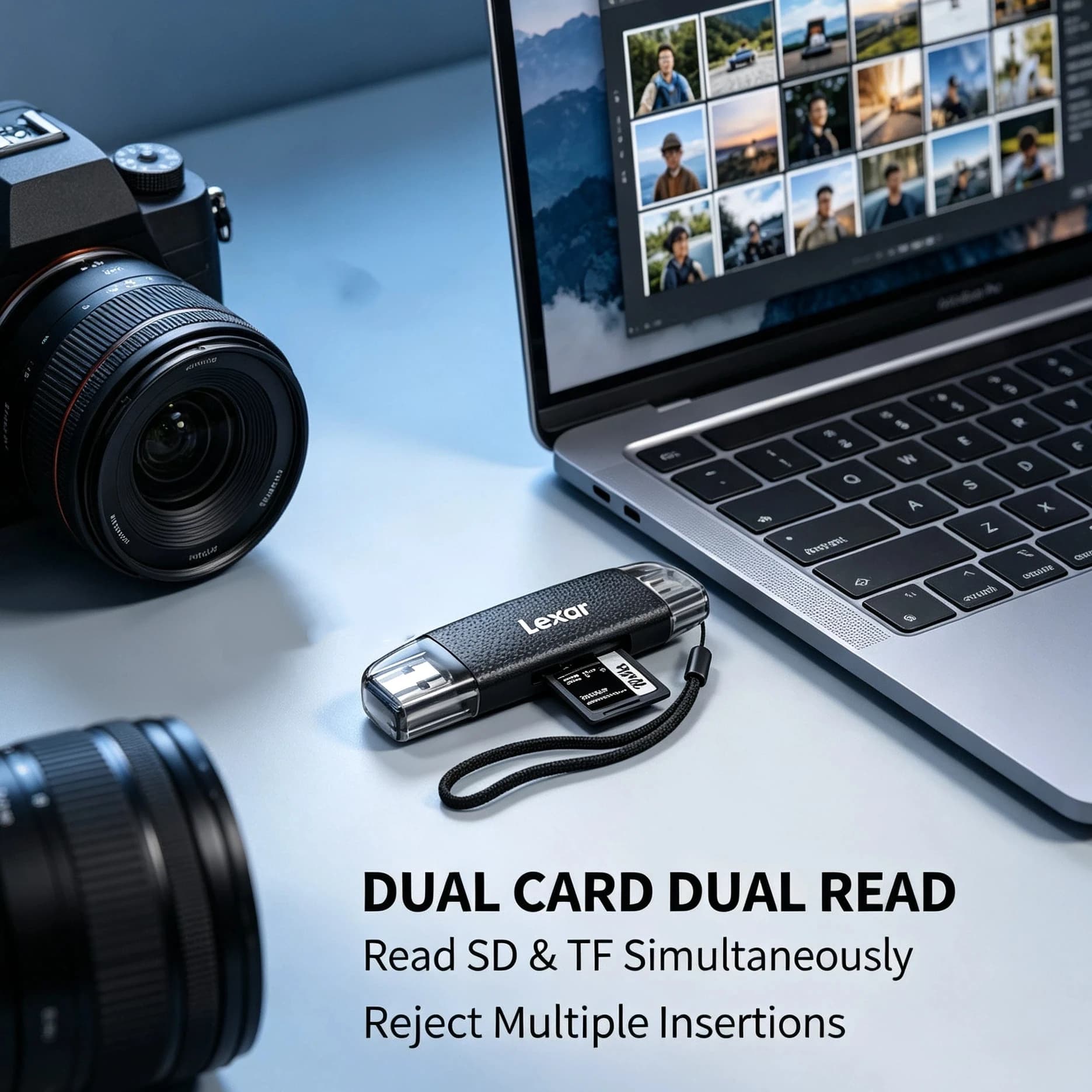 Lexar USB A USB C Memory Card Reader SD TF Dual Slot 205MB/s USB 3.2 Plug Play for iPhone Android Phone Computer