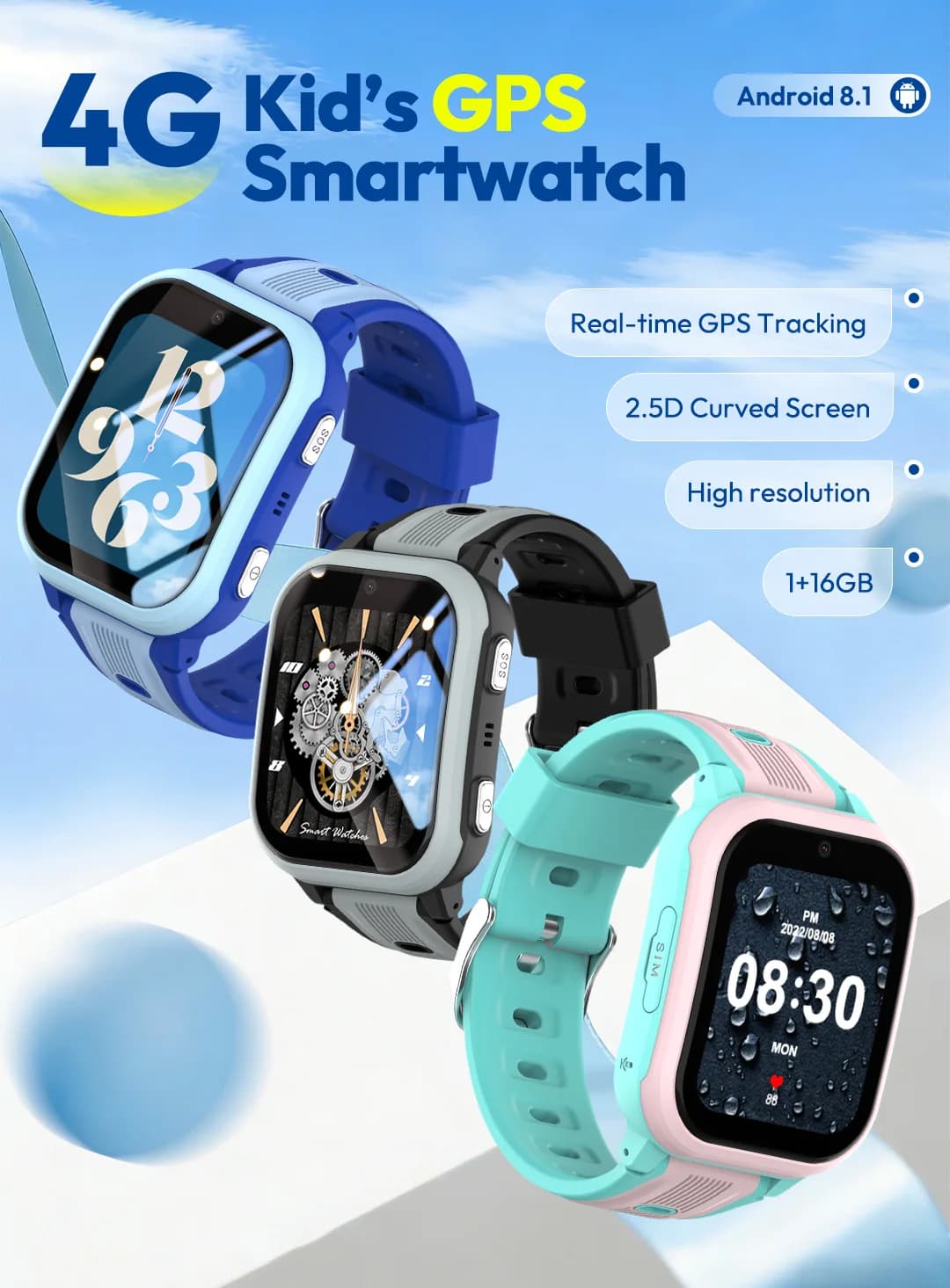 KT41 Smart Watch - 4G Phone Children's Watch - High-Resolution Screen - Birthday Gift - GPS - Suitable for Both Boys and Girls