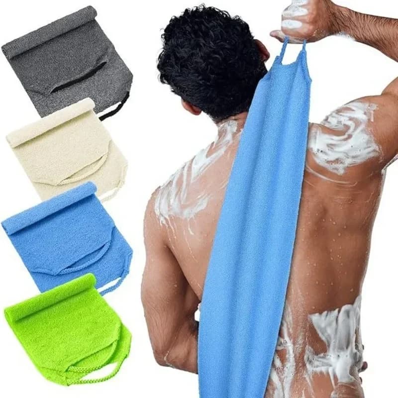 Articolo per esfoliazione della schiena, corda lunga, panno grigio per strofinamento indolore, asciugamano da bagno speciale per uomo (inviato casualmente)UI