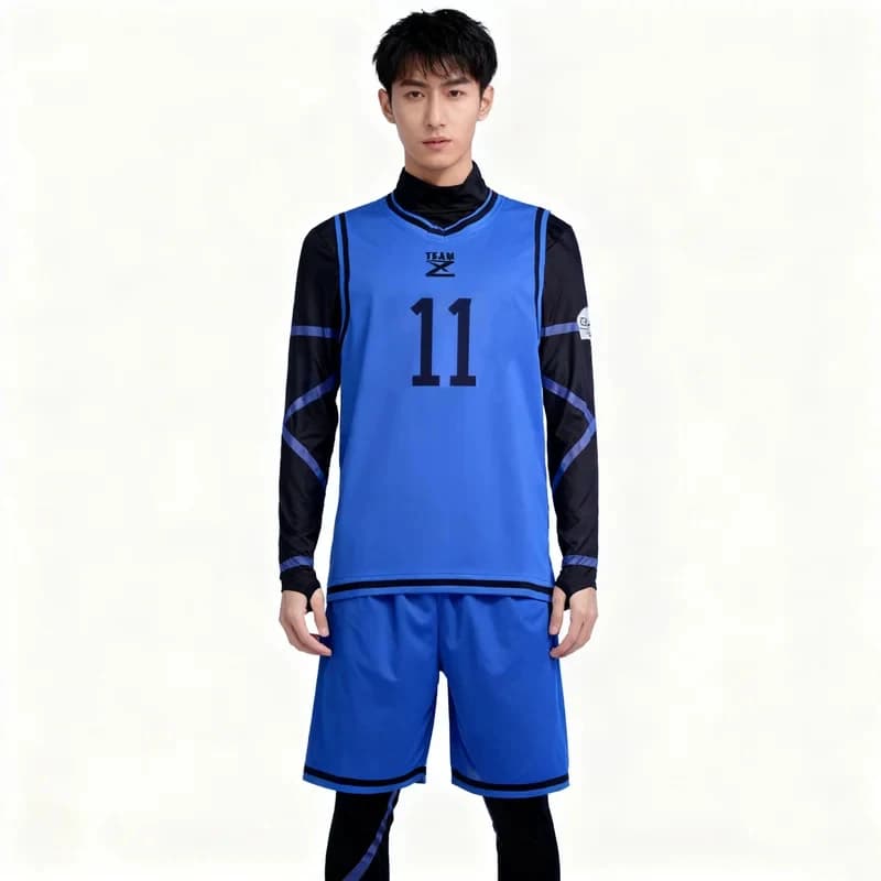 Costume Cosplay Anime Isagi Yoichi, Tuta Sportiva Blu, Set Maglia da Calcio per Uomo e Donna, Outfit di Halloween yy:89