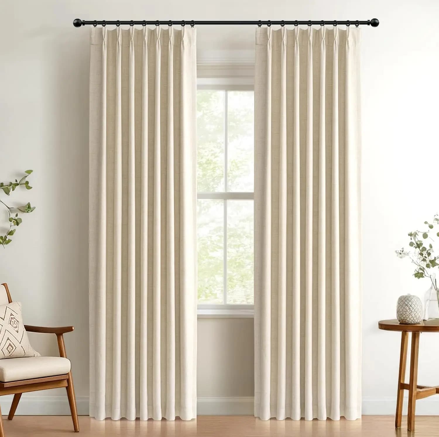 Dark Curtains with Pieghe a Pizzico, Length 96 Inches, Set of 2 Panels, Flaxed Hairstyles Bedroom Cream and Living Room