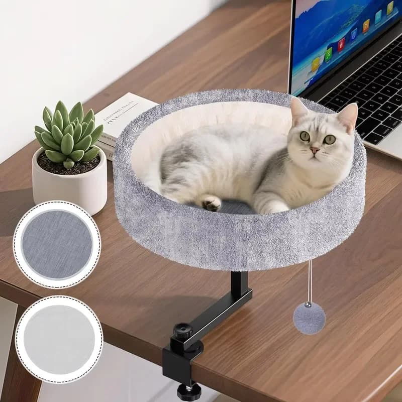 Desktop Cat Hammock-360 Adjustable Height Portable Hanging Bed & Suspended Climbing Frame Removable Cover Polyester Material