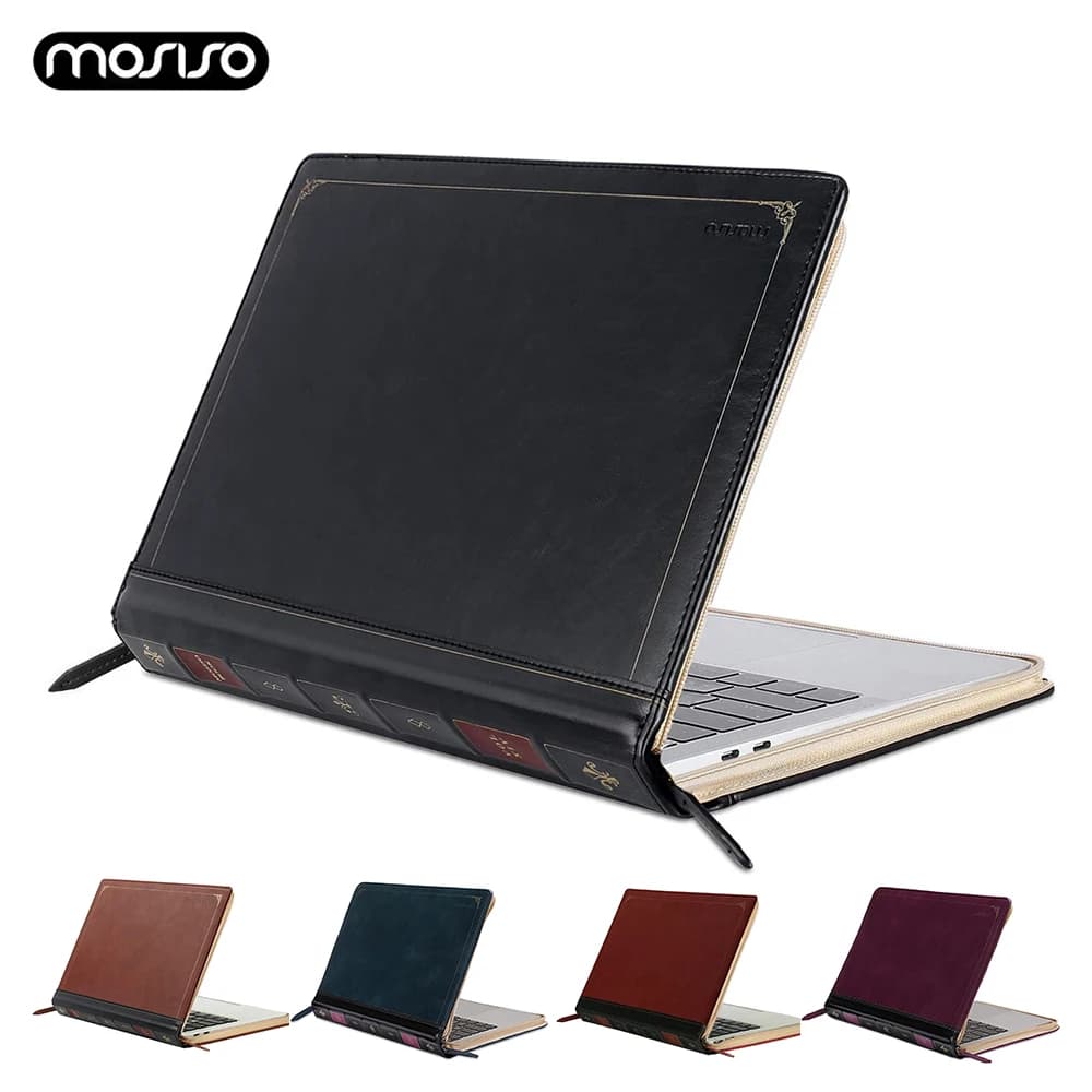 Custodia per laptop MOSISO per MacBook Air 13 pollici A2681 A3240 A3113 Air 15 Pro 14 Pro16 Custodia per portafoglio vintage in pelle PU Marrone