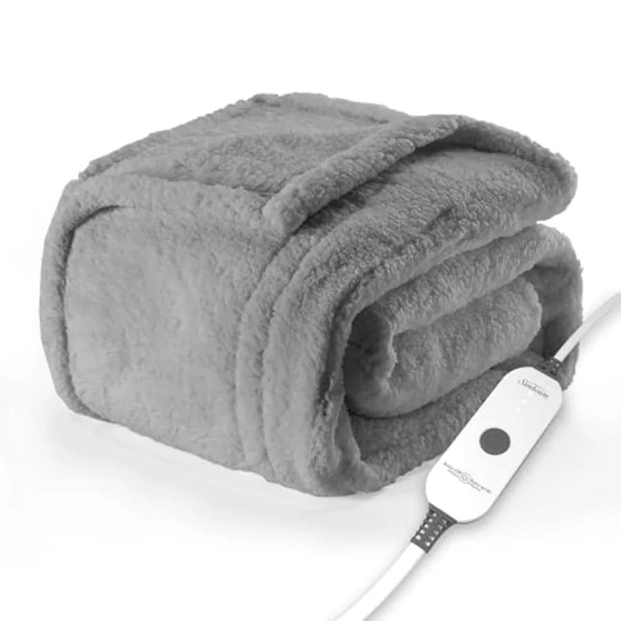 Coperta elettrica riscaldante Royal Sherpa Foot Pocket, 50" x 60", 4 livelli di calore, spegnimento automatico dopo 4 ore, coperta riscaldante per divano