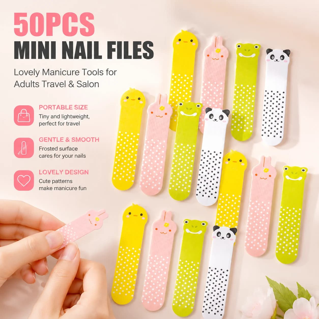 10/20/30/50pcs Portable Mini Nail Files, EVA PS S Paper Nail Polishing Strips, Frosted Lovely Manicure Tools for Adults Travel