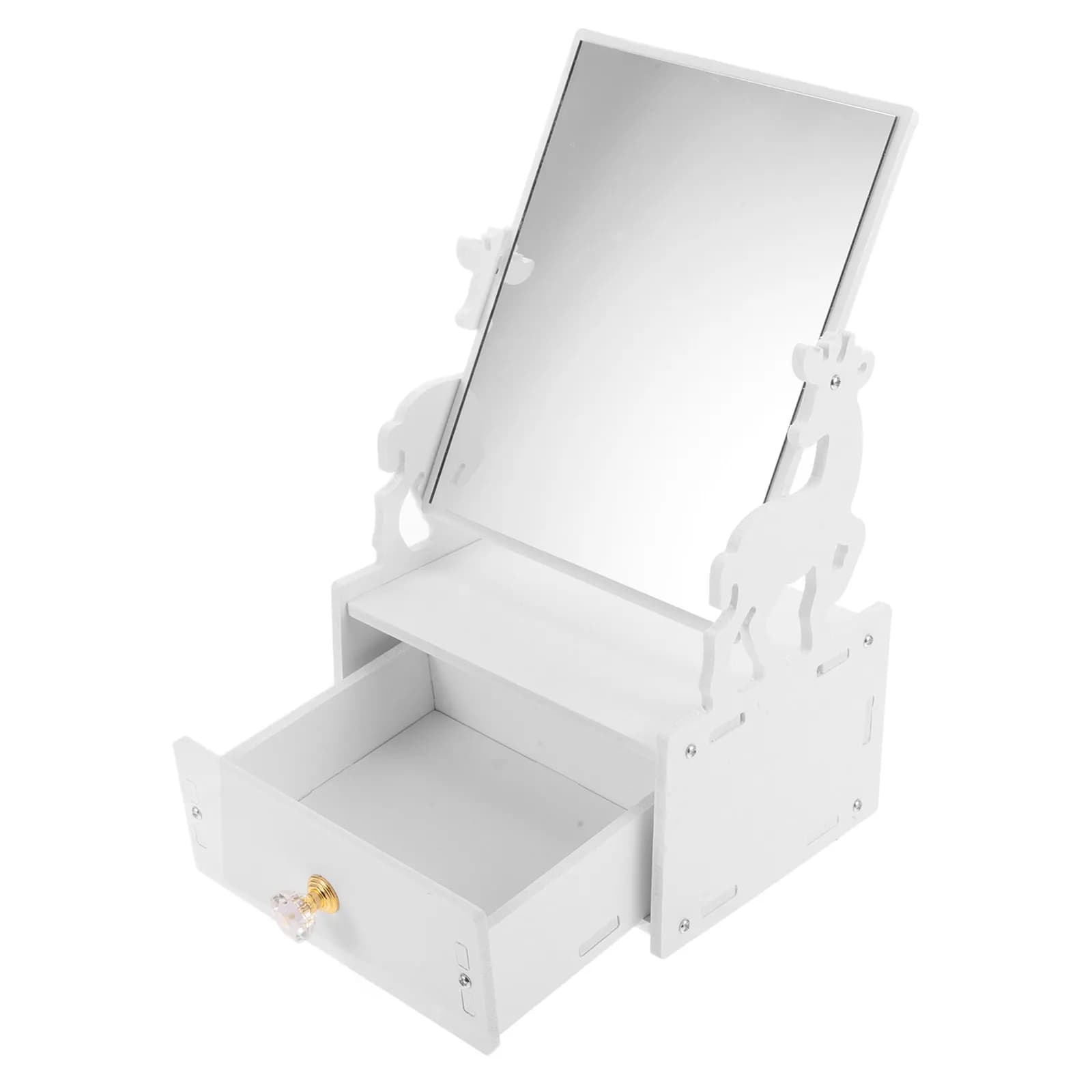 Piccolo organizer per trucchi con specchio, contenitore da scrivania per cosmetici, pennelli, penne, organizer trasparente da scrivania, comodino per camera da letto