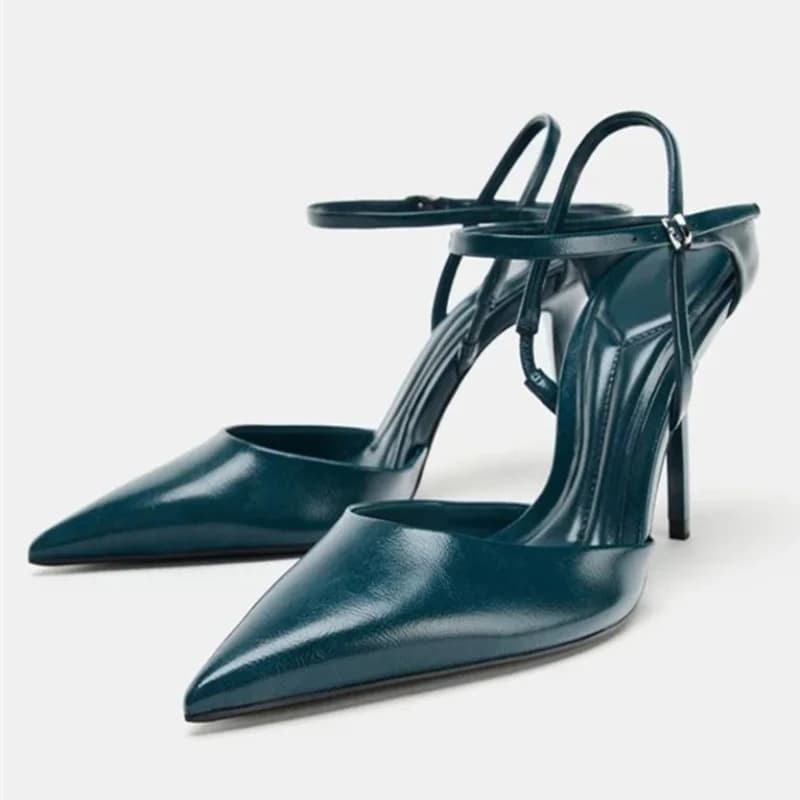 High heels with ankle strap signed for woman Sexy sandals with pointed toe in patent leather Elegant party sandals with ankle strap