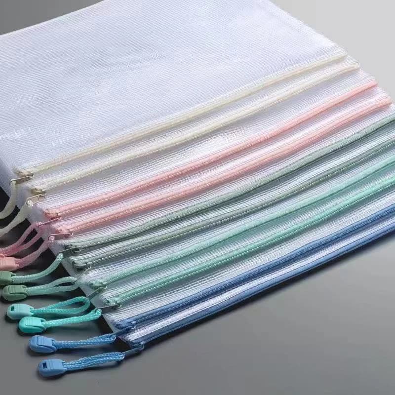 5/10/20/30PCS Borsa per documenti con cerniera in rete Borsa per documenti Cartelle per file con cerniera impermeabile Formato A4 A5 Materiale scolastico per ufficio Borse per documenti
