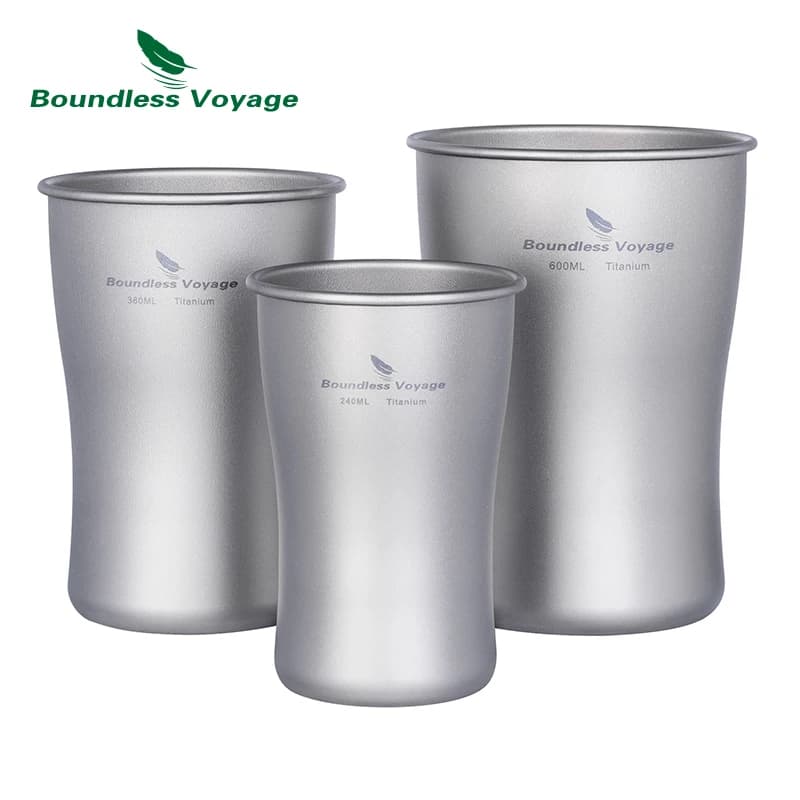 Boundless Voyage Titanium Cup boccale di birra singolo strato Ultralight Coffee Tea Juicy Cup per campeggio all'aperto Picnic Home