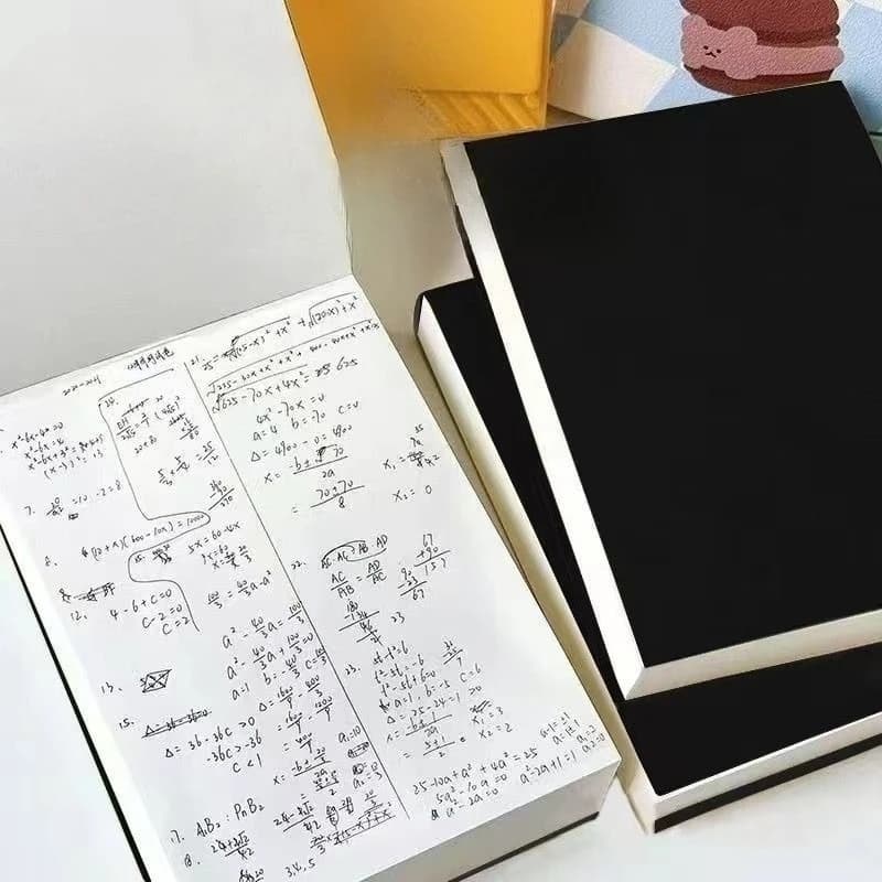 Black Craft Ultra Thick Flip Up Back Blank Draft Notebook Memo Pad DIY Retro The Kraft Paper Blank Memo Pad Sketch Book Notepad