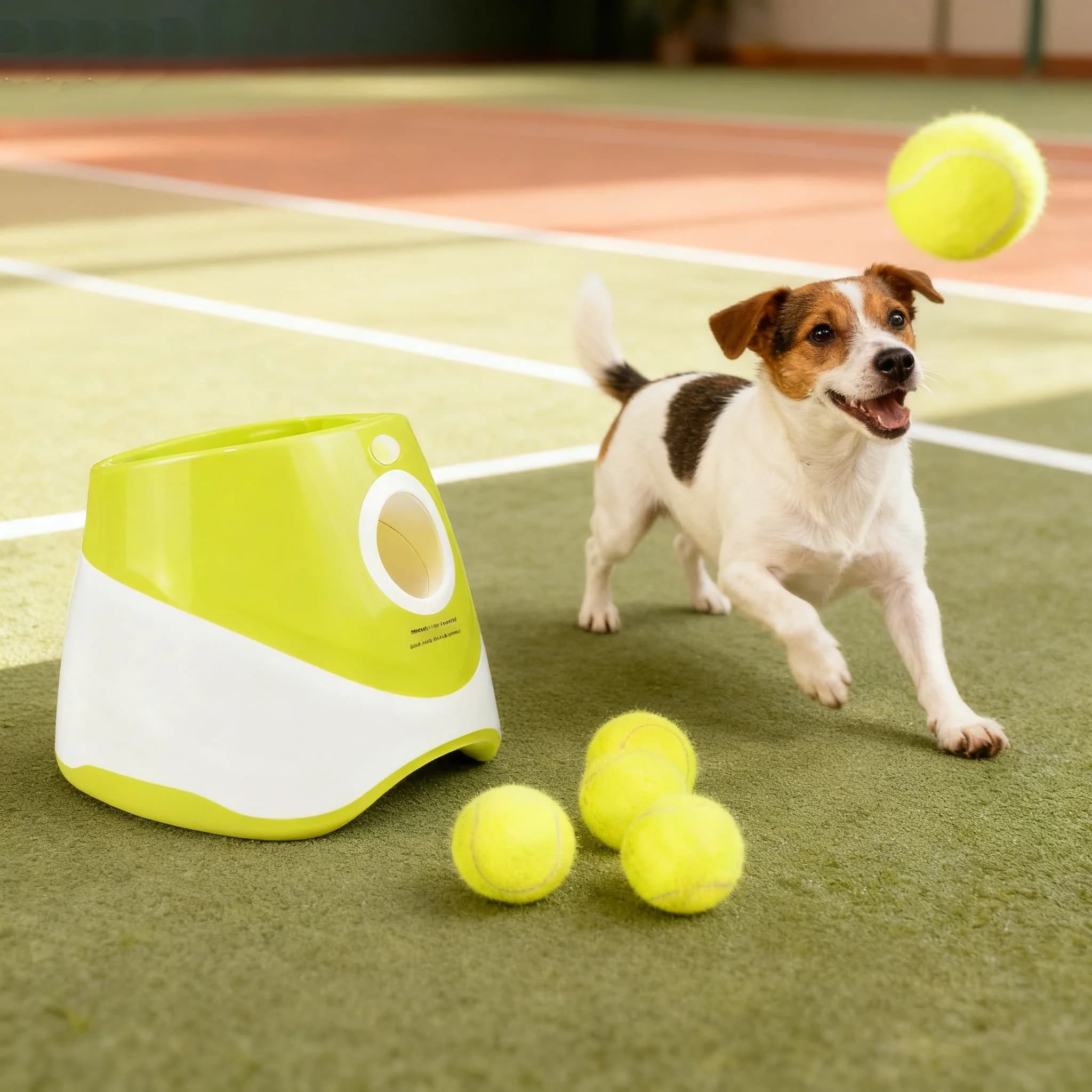 Lanciatore Automatico per Cani JJ0006 - Giocattolo Interattivo per Cani e Gatti, Macchina Lanciapalline da Tennis Ricaricabile per il Divertimento degli Animali Domestici