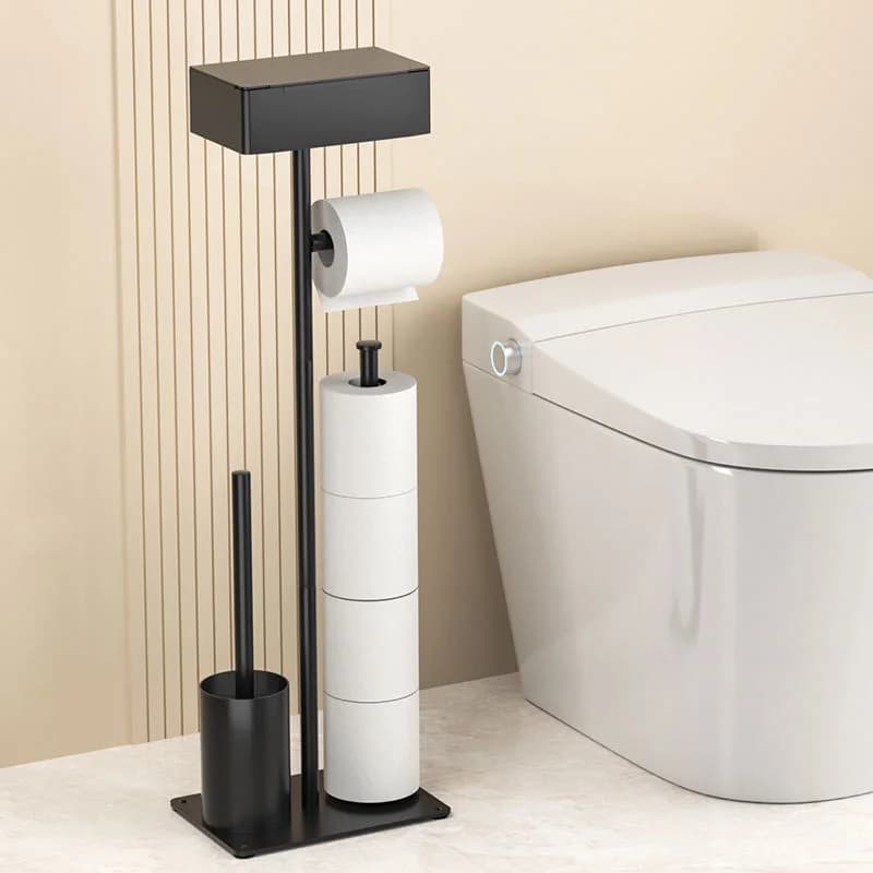 Porta scopino per WC in acciaio inossidabile resistente, porta asciugamani di carta a parete, organizer per bagno con cassetto