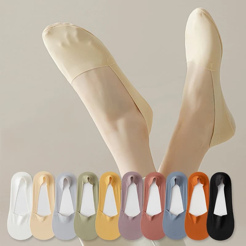 Women's Invisible Socks in Nylon Anti-slip, Subtles and Lightweight, Ideal for Dancers and Mocassini