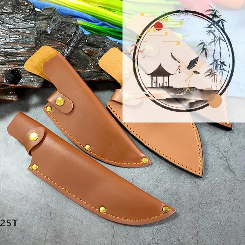 1pcs Knife Cover Chef Butcher Kitchen Tools Full Tang Handle Leather Knife Sheath