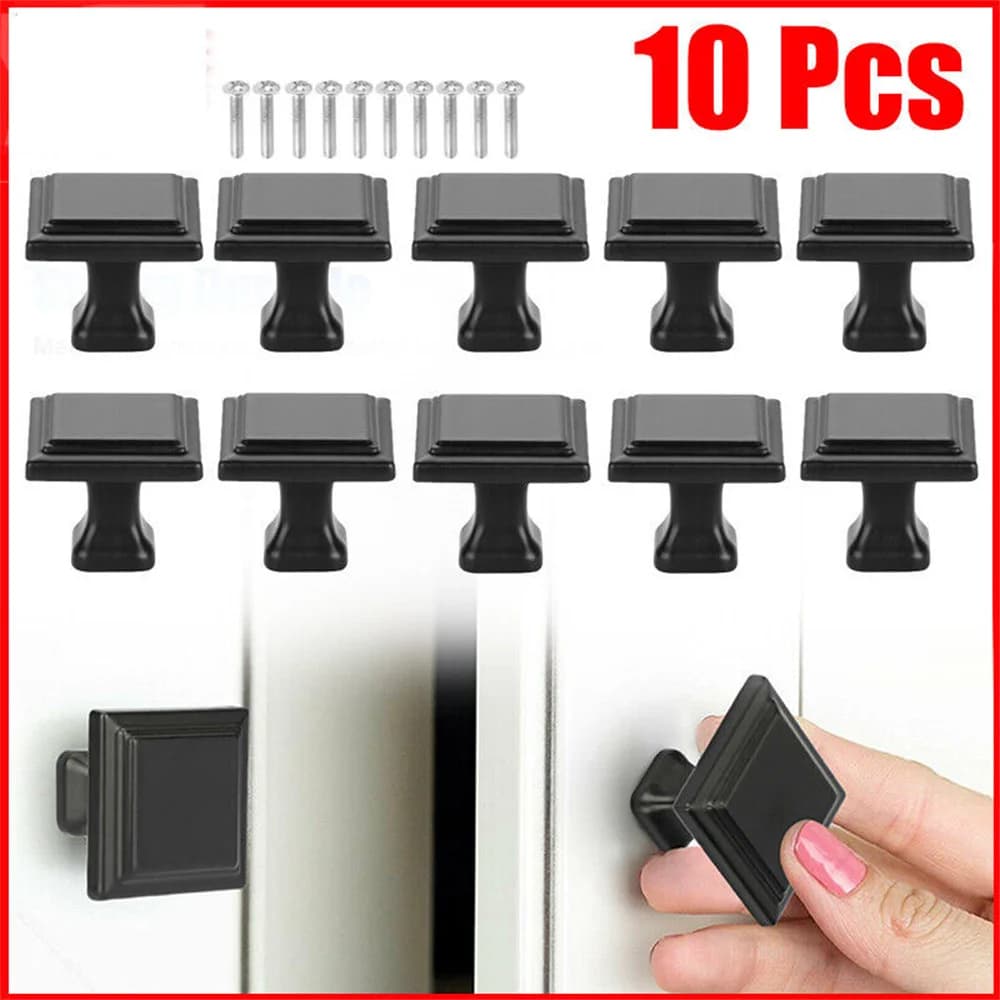10 pcs matt black kitchen cabinet handles, cabinet drawer door knobs, handles, high quality aluminum alloy handles