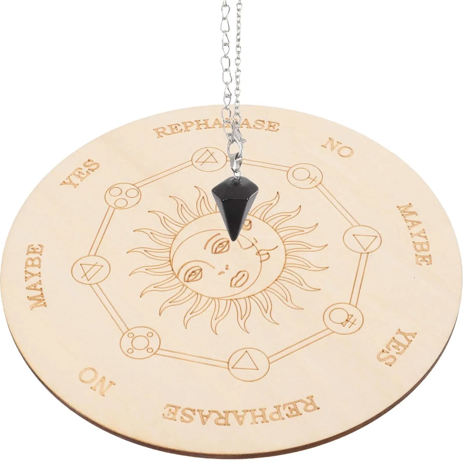 Set di 1 Tavola a Pendolo in Legno, Tavola dei Messaggi Metafisici a Lunga Durata, Accessorio per Divinazione da Altare, Design per Collana